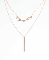 Minimalist 925 Sterling Silver Double Layer Triangle & Plate Necklace