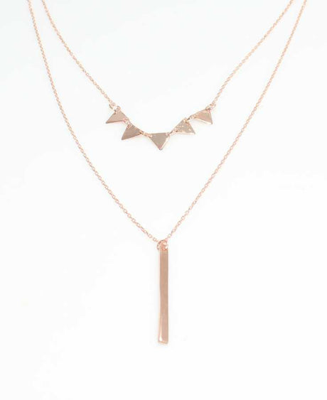 Minimalist 925 Sterling Silver Double Layer Triangle & Plate Necklace