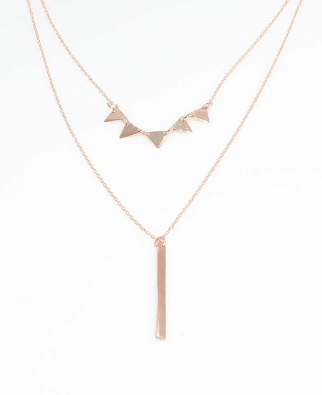 Minimalist 925 Sterling Silver Double Layer Triangle & Plate Necklace