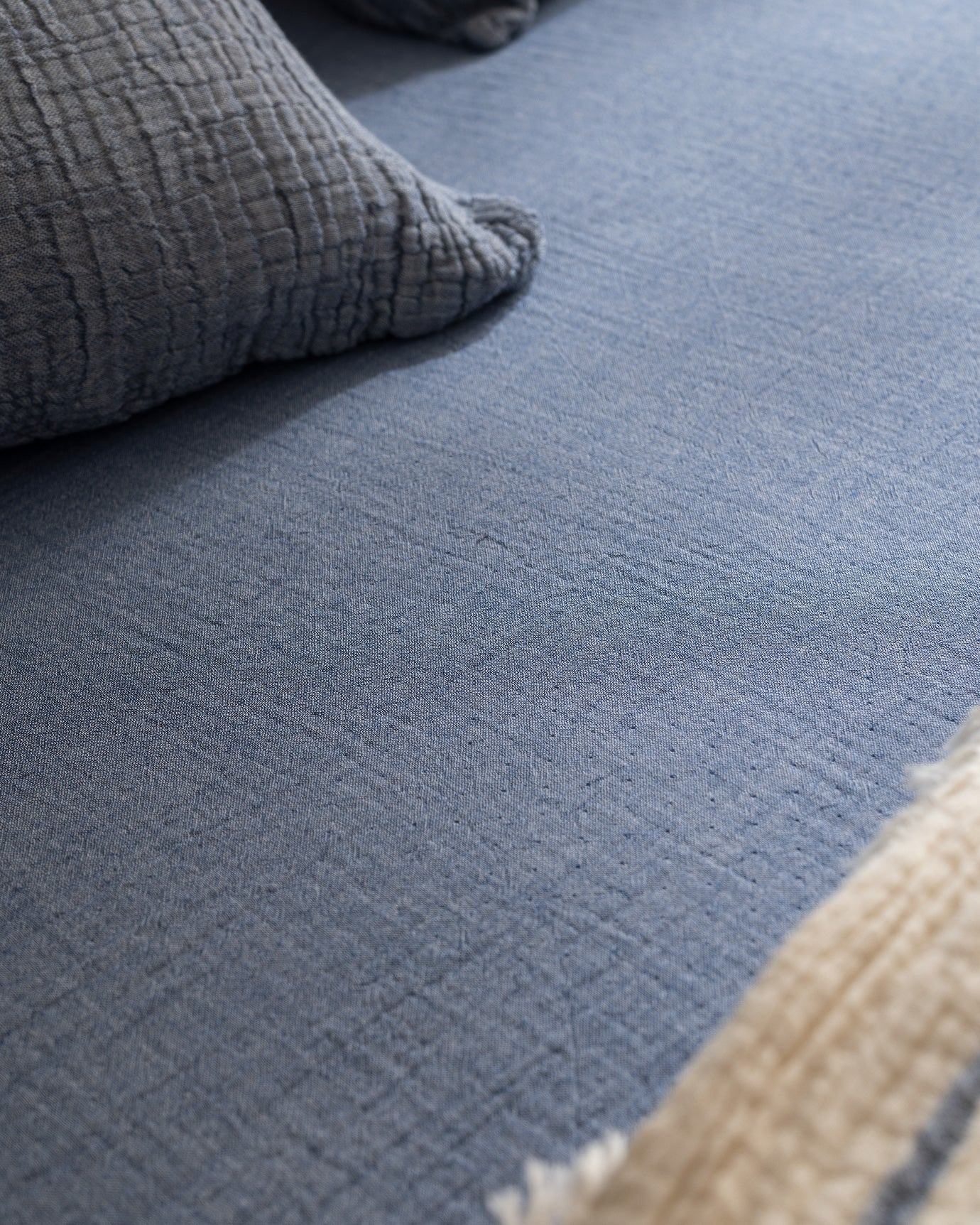 100% Cotton Single Pique Bedding Set - Clair Ecru & Navy