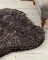 Acrylic Blend Faux Fur Area Rug - Anthracite Deep Pile