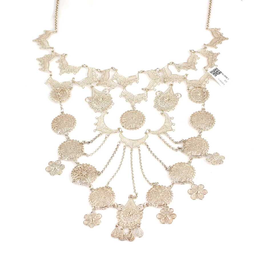 925 Sterling Silver Floral Filigree Necklace - Turkish Design