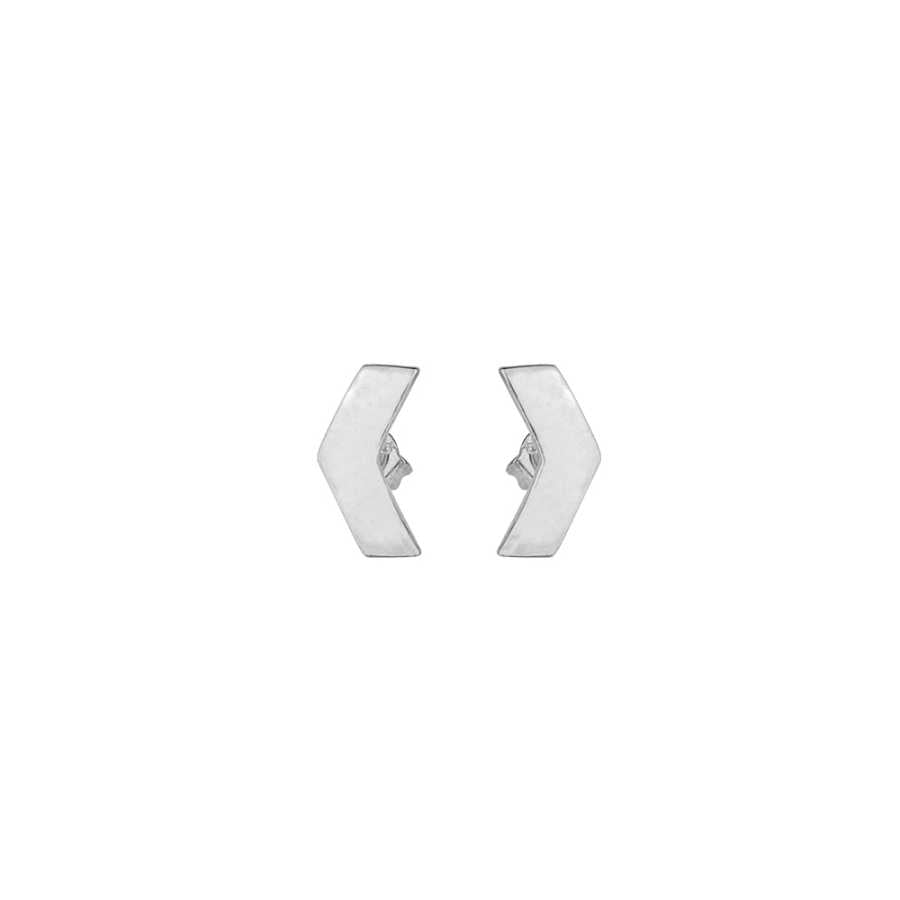 Sterling Silver Tiny Chevron Stud Earrings - Minimalist