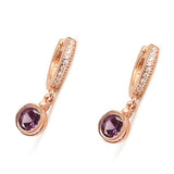Elegant Sterling Silver Round Amethyst Hoop Earrings