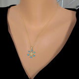Sterling Silver Aquamarine Zircon Snowflake Heart Necklace