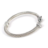 925 Sterling Silver Bear Head Men's Twisted Bracelet