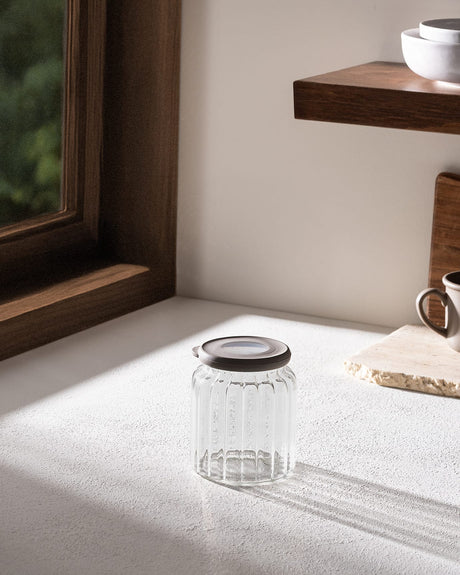 Clear Borosilicate Glass Food Storage Jar with Airtight Lid