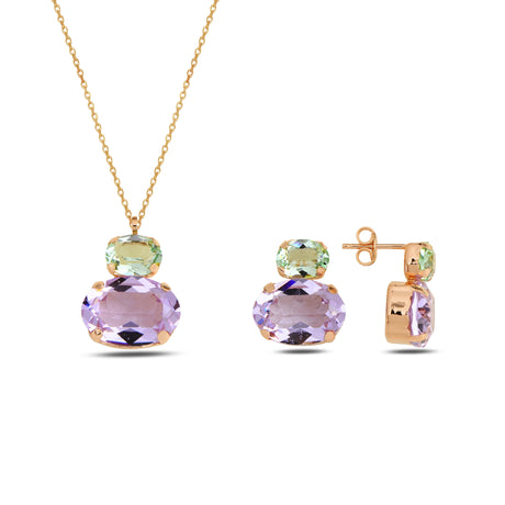 Rose Gold Plated Sterling Silver Set - Swarovski Crystal Elegance