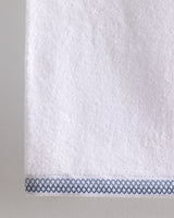 Soft Cotton Bath Towel - Absorbent White & Blue Design