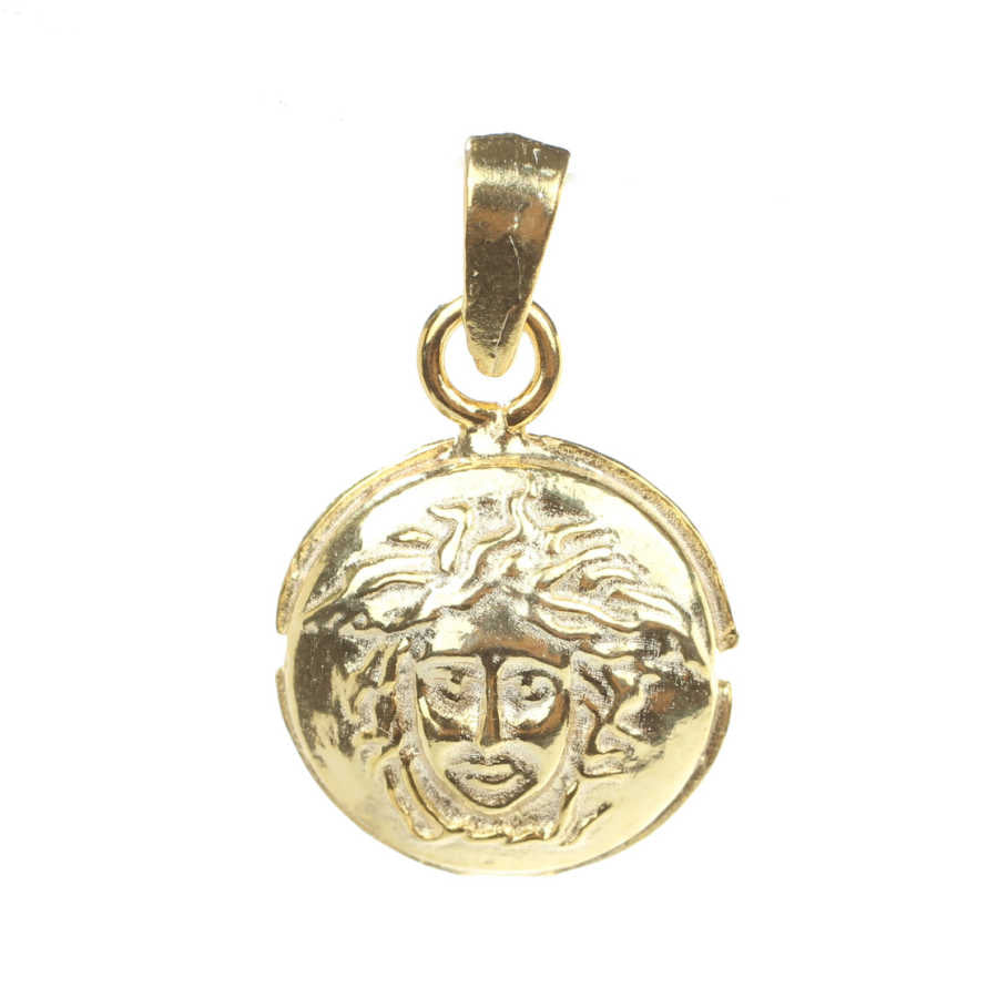 925 Sterling Silver Medusa Head Medallion Pendant - Mythic Design