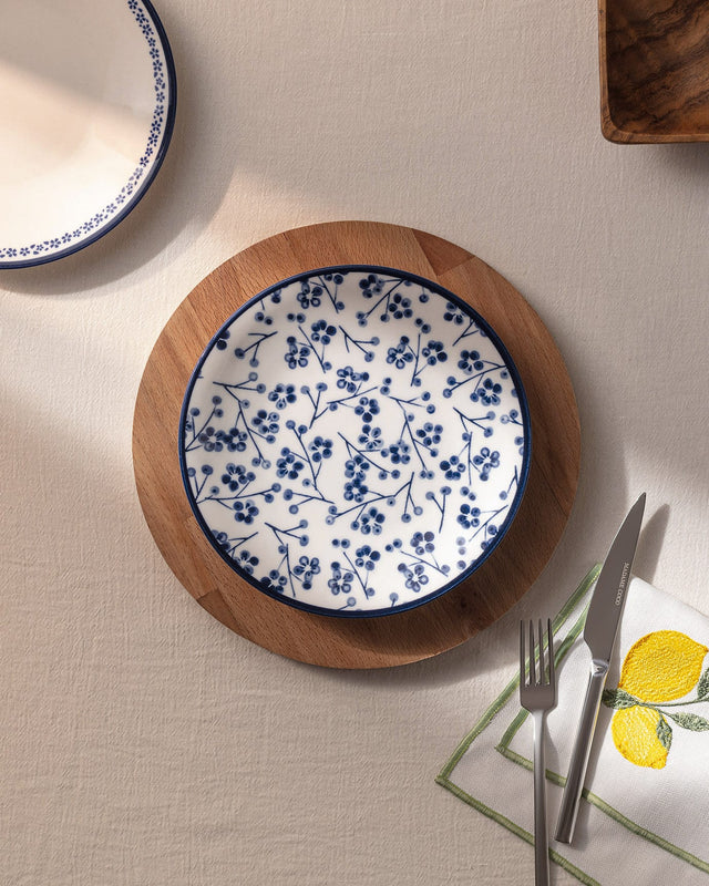 New Bone Porcelain Dessert Plate - Rêve Bleu Ange