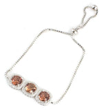Premium 925 Sterling Silver Square Stone Triple Cube Chain Bracelet