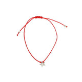 925 Sterling Silver Star Charm Bracelet - Adjustable Red Cord
