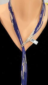 925 Sterling Silver Lapis Lazuli Articulated Necklace