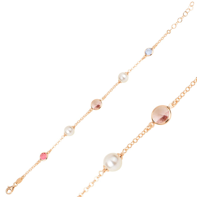 Polished Metal Row Bracelet - Elegant Contemporary Design