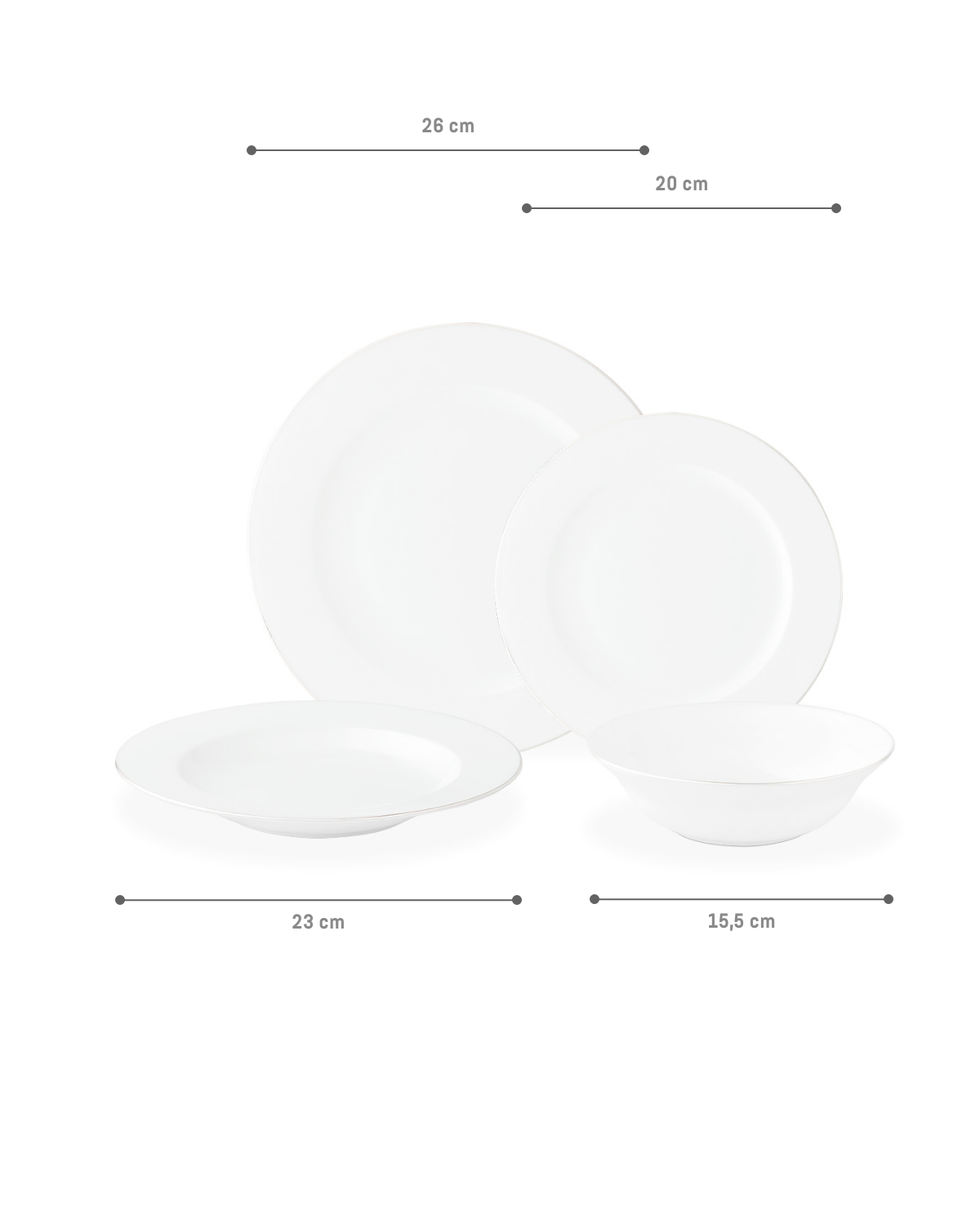 New Bone Porcelain 24-Piece Dinner Set - Galena White & Silver