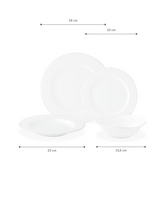 New Bone Porcelain 24-Piece Dinner Set - Galena White & Silver