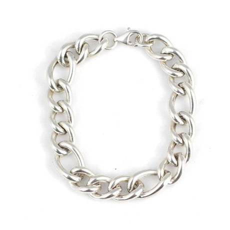 925 Sterling Silver Hollow Figaro Chain Bracelet - Classic Link Design