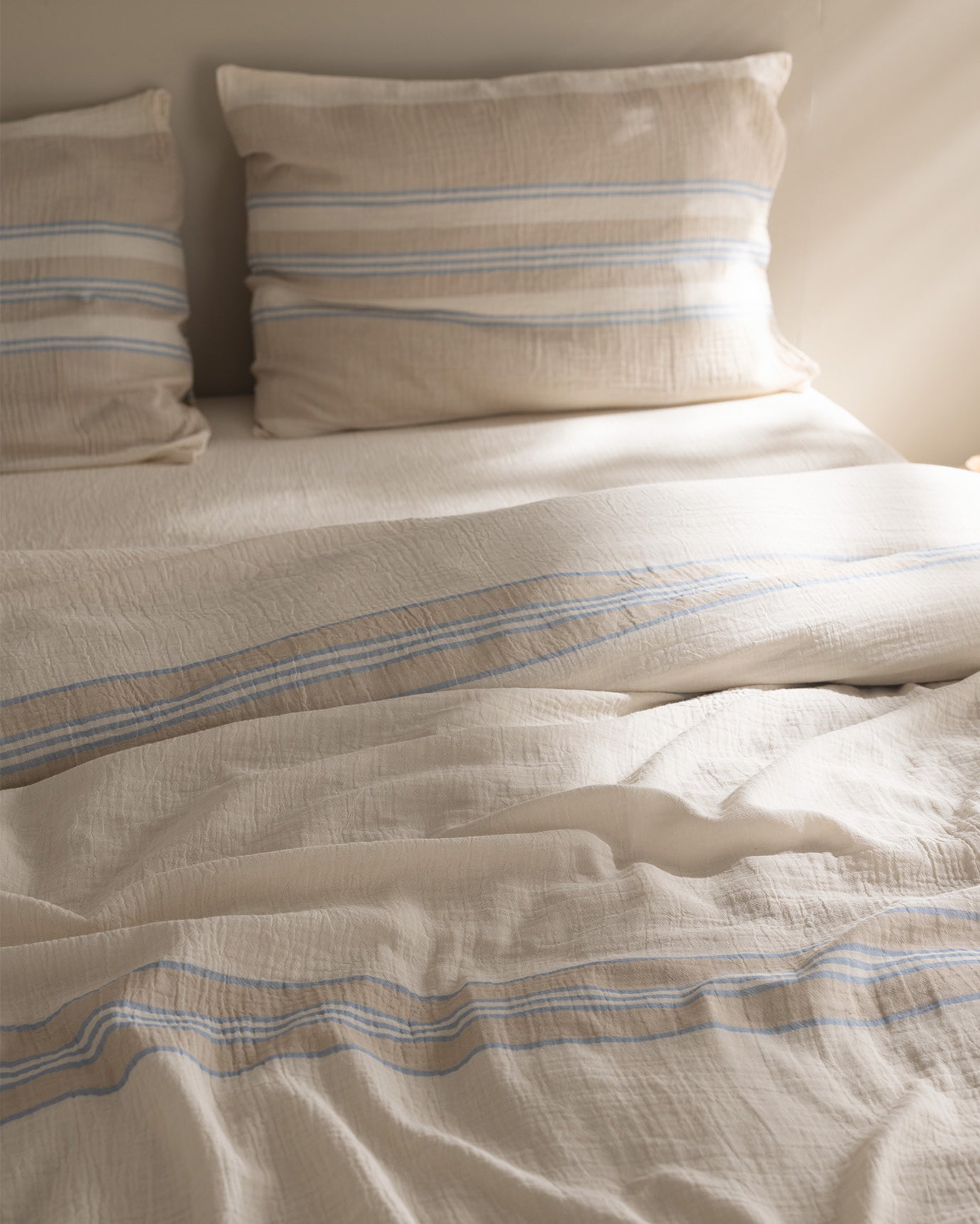 100% Cotton Muslin Double Duvet Cover Set - Yarn-Dyed, Soft & Breathable