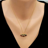 925 Sterling Silver Three-Stone Zircon Pendant Necklace