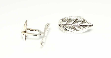 Men's 925 Sterling Silver Leaf Design Cufflinks