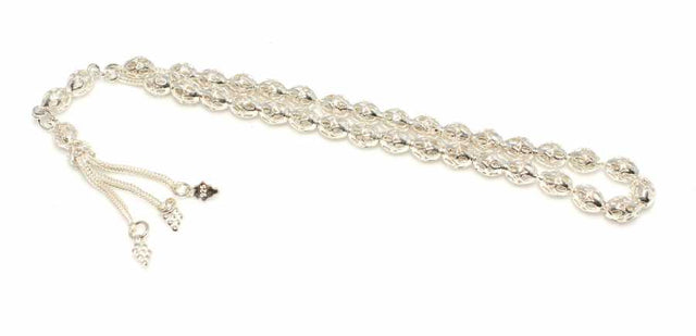 925 Sterling Silver Barley Cut Prayer Beads - Perforated Design