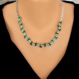 Sterling Silver Lotus Flower Waterway Necklace with Green & White Zircon