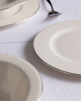 New Bone Porcelain 6-Person Dinner Set - Elegant White & Silver