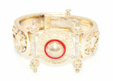 925 Sterling Silver Red Enamel Antique Design Bangle