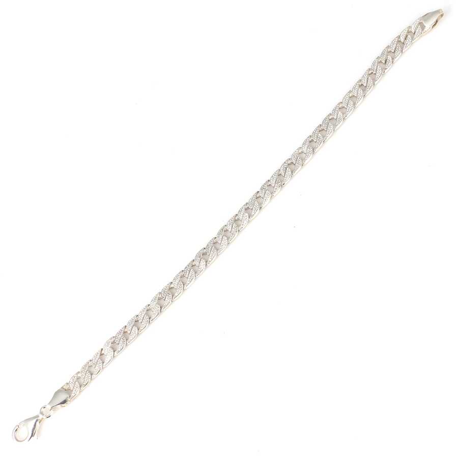 Sterling Silver Patterned Gourmet Chain Bracelet