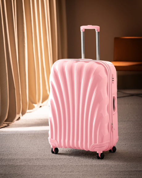 Large Hardshell Travel Suitcase - Powder Pink