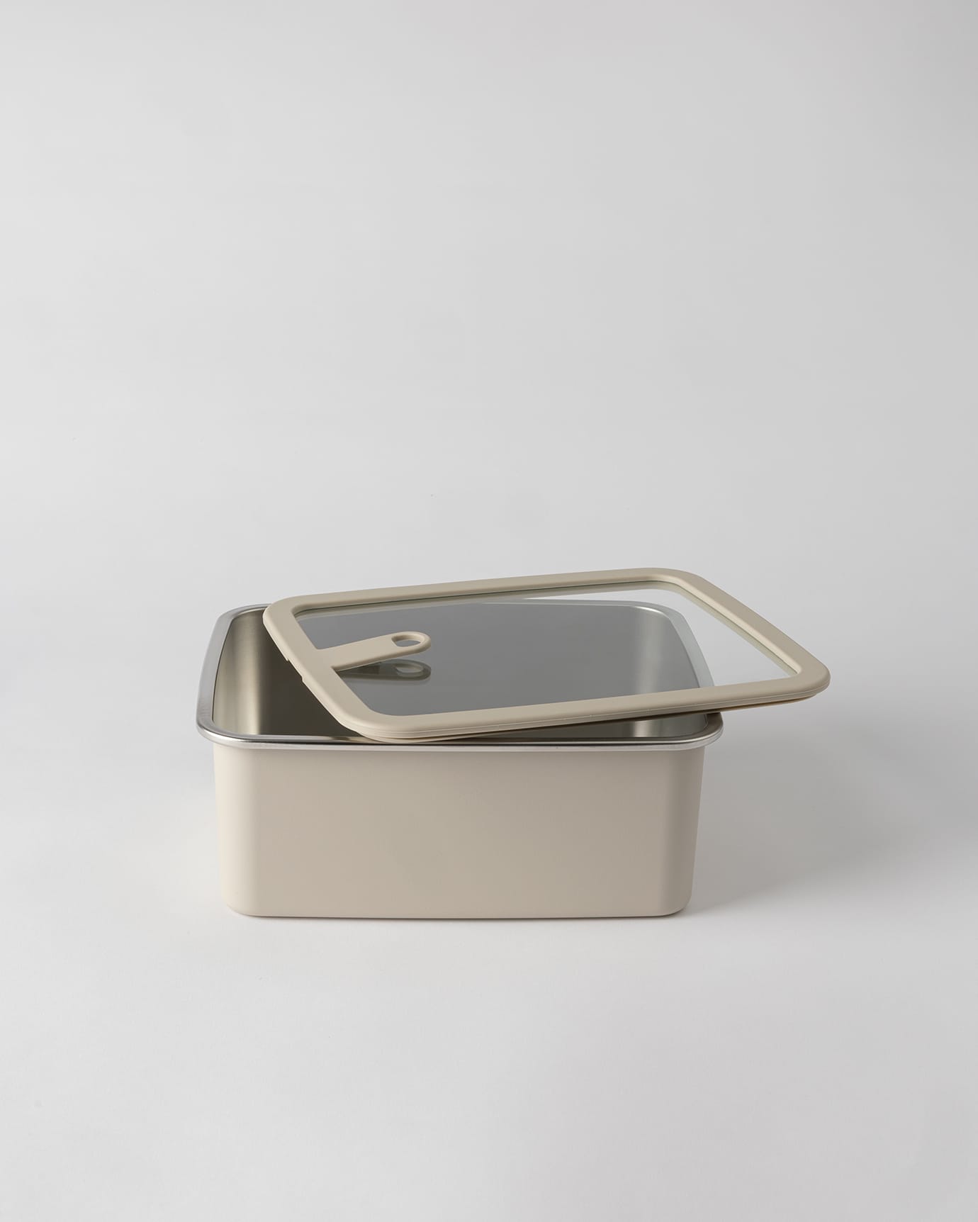 大型スチール食品保存容器、3200ml、ソフトベージュ