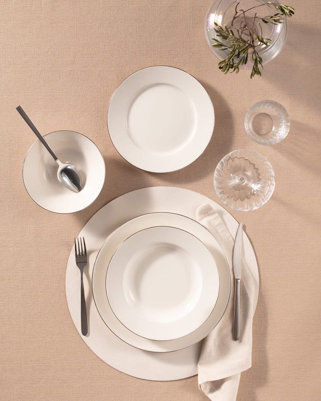 New Bone China 6-Person Dinner Set - Gold & Platinum Rim