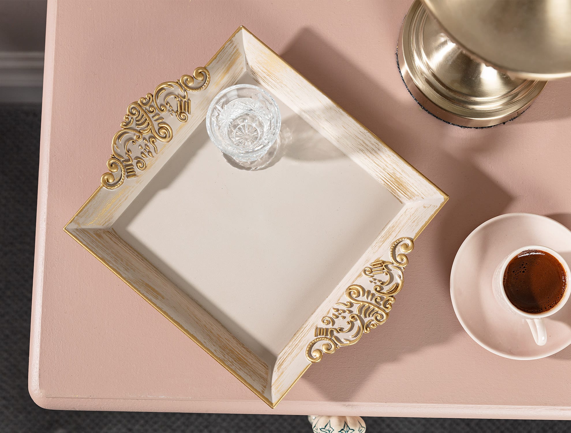 Versatile Rectangular Plastic Serving Tray - Barroco Inspired Design