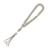 Sterling Silver Prayer Beads - Perforated Sphere, Crescent & Star Triple Tassel
