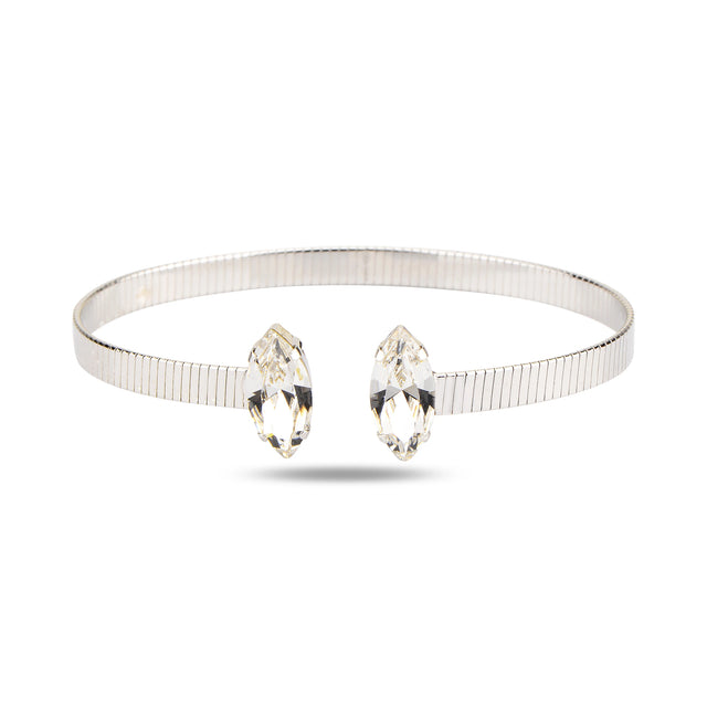 Rose Gold Plated Sterling Silver Open Bracelet - Dazzling Multi-Cut Swarovski Crystals