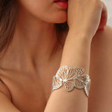 925 Sterling Silver Wide Butterfly Open Cuff Bangle Bracelet