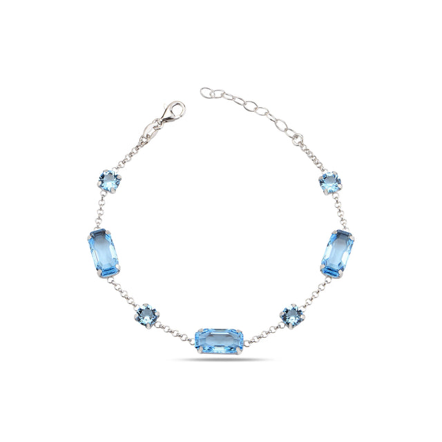 Colorful Cushion & Baguette Crystal Bracelet - Modern Mixed Cut Design