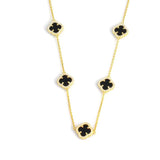 Premium 925 Sterling Silver Zircon Clover Onyx Necklace
