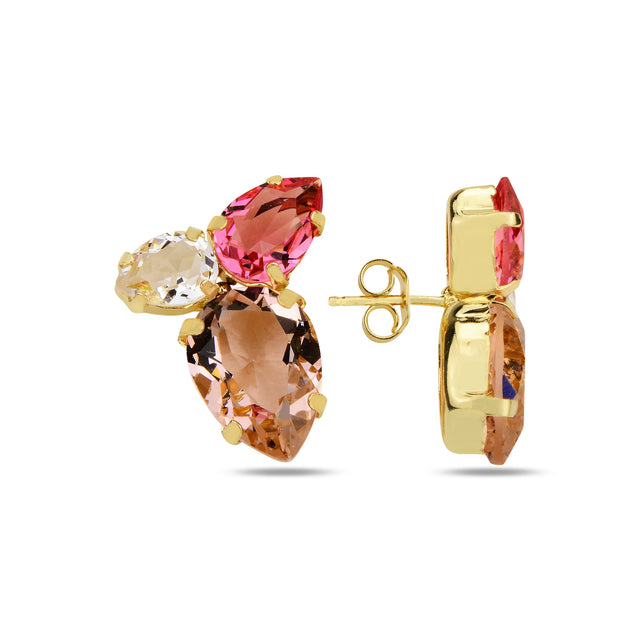 Sparkling Pear-Cut Swarovski Crystal Teardrop Earrings - Aura Trio Style