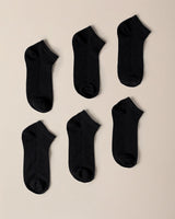 Cotton Blend Women's Ankle Socks 6-Pack - Everyday Comfort Black