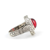 925 Sterling Silver Agate Men's Ring - Bold Flat Top Design