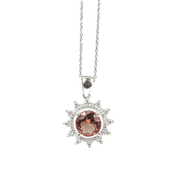 Luxury Sterling Silver Round Zultanite Sun Necklace