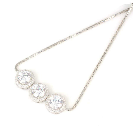Premium 925 Sterling Silver Round Zircon Adjustable Bracelet