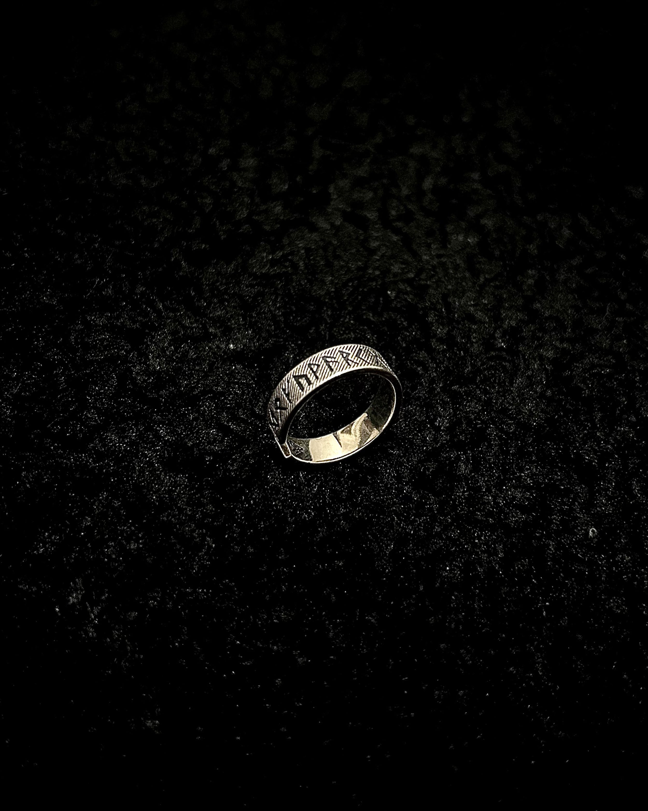 Sterling Silver Viking Ring - Runic Engraved & Adjustable