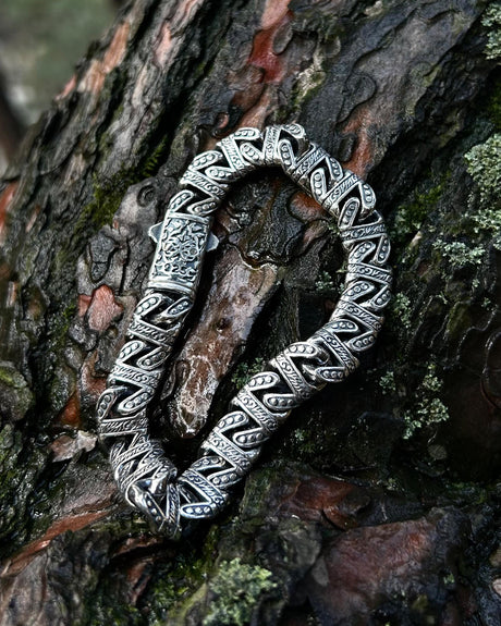 Sterling Silver Men's Chain Bracelet - Hand-Carved Heavy Design