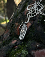 925スターリングシルバー 折りたたみナイフ ネックレス - 三日月と星のデザイン