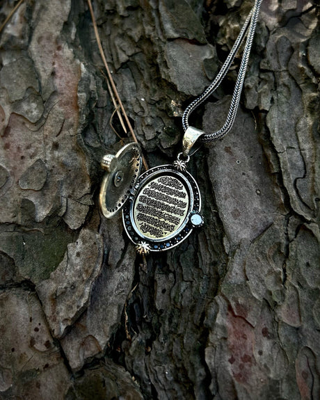 Sterling Silver Openable Amulet Pendant - Protective Scripture Design