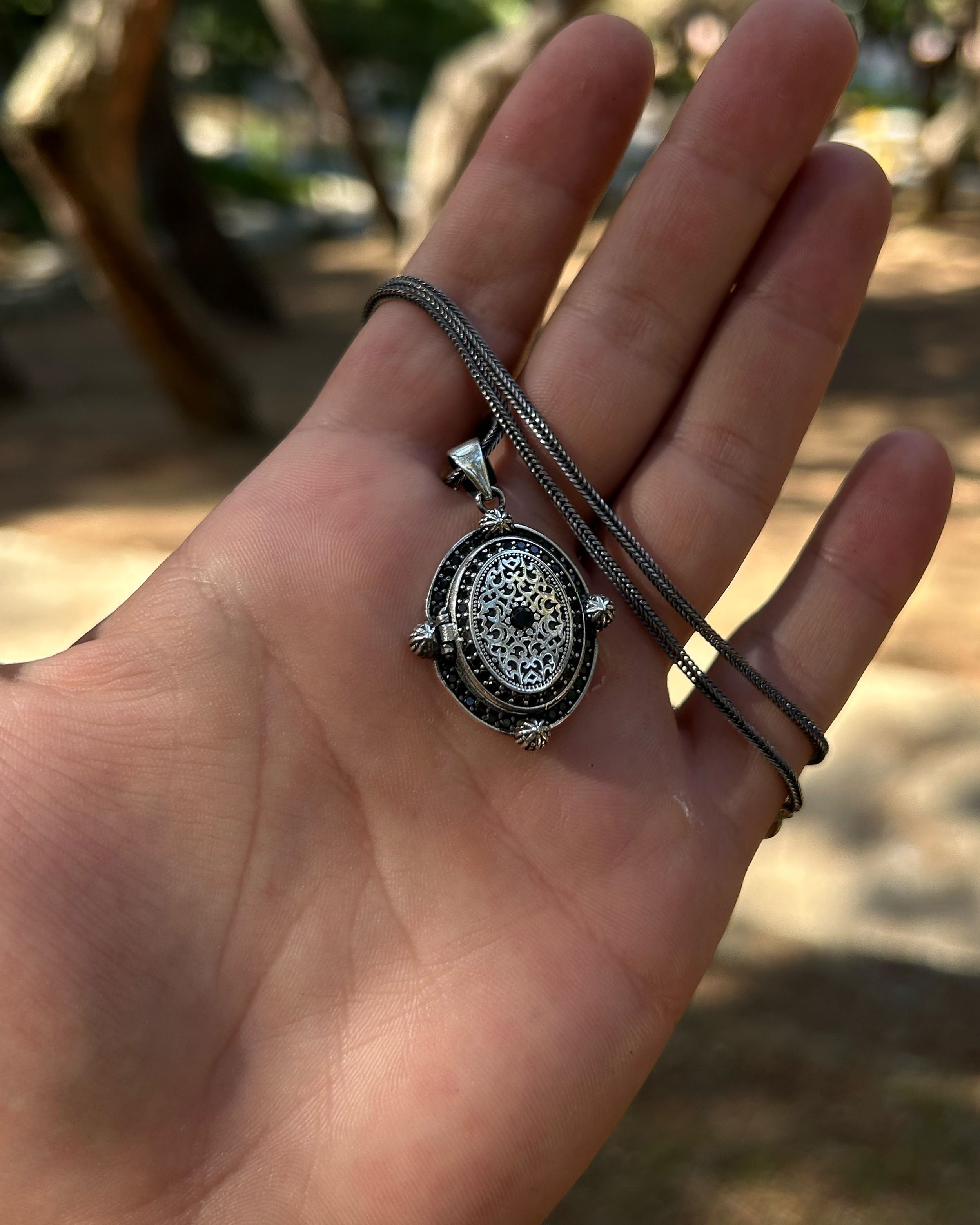 Sterling Silver Openable Amulet Pendant - Protective Scripture Design