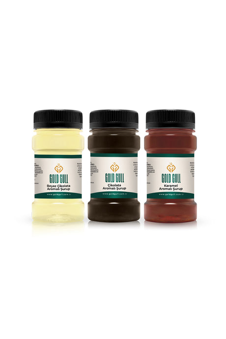 Gold Gull Professional Coffee & Dessert Syrup Variety Pack - Chocolate, White Chocolate, Caramel - 3 x 80ml